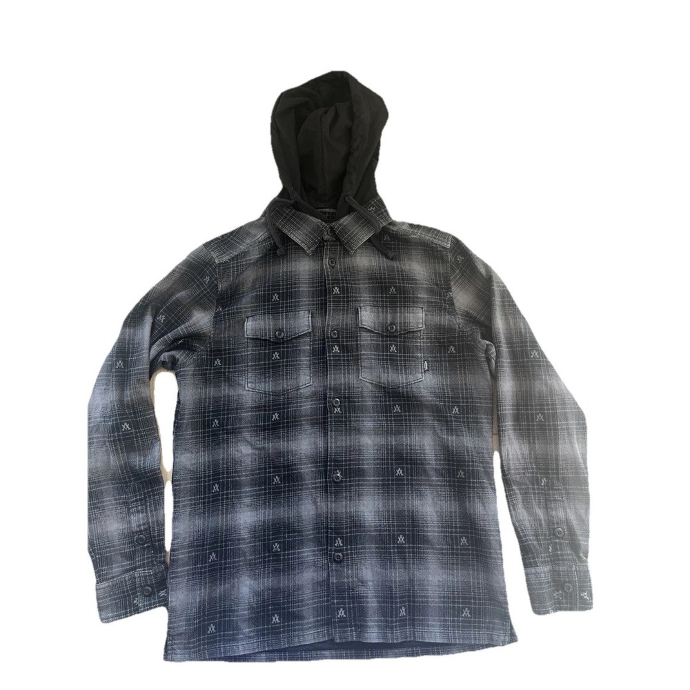 Vans Off The Wall Men's Button Black‎ Down Hoodie Shacket Jacket Cathy Van Engel